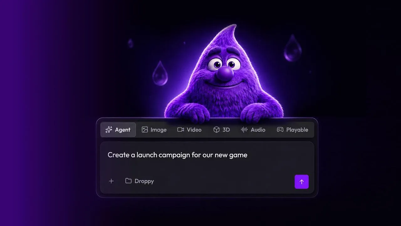 Droppy behind the Layer agent prompt composing a launch campaign brief