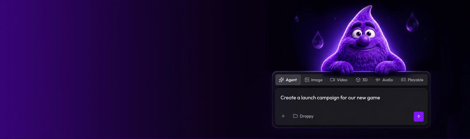 Layer creative agent with Agent, Image, Video, 3D, and Audio generation modes